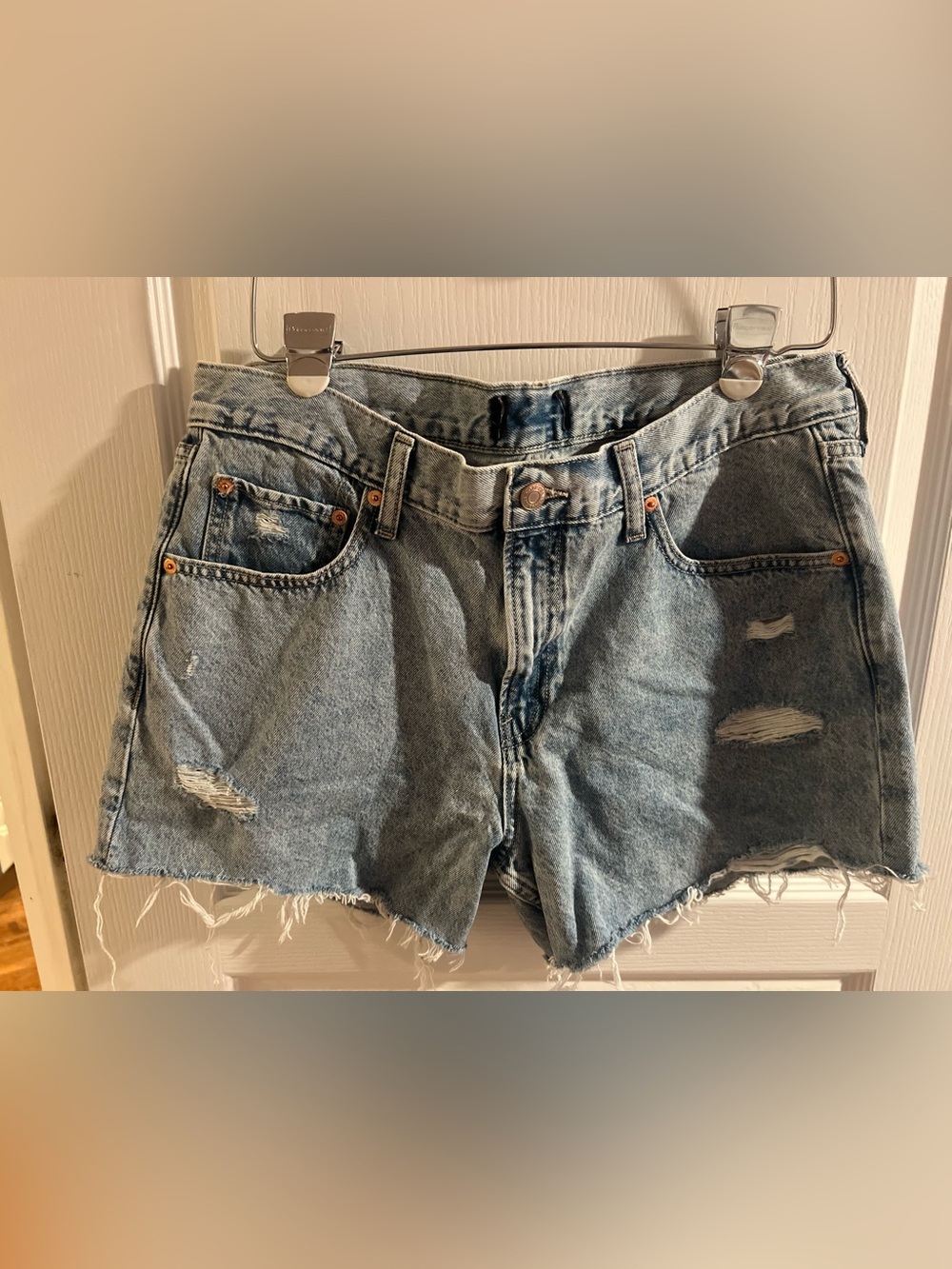 GAP Distressed Light Blue Denim Shorts
